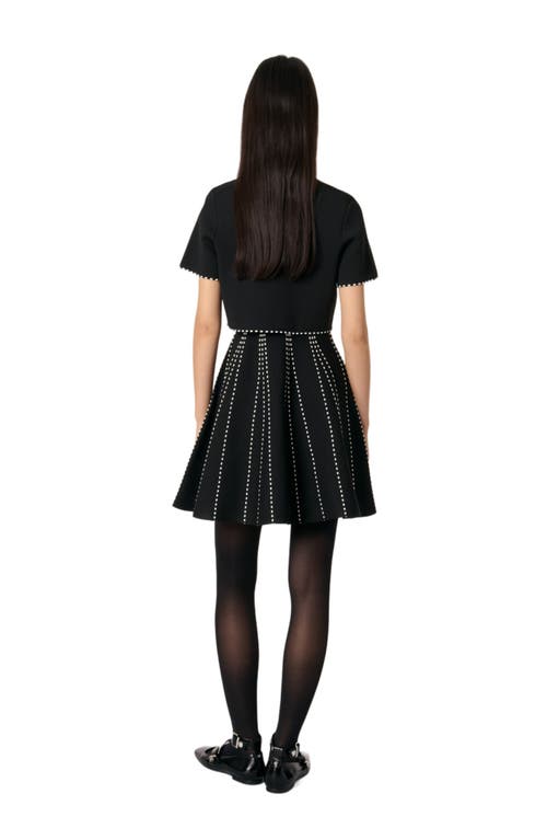 Maje Cropped Cardigan In Black/ecru