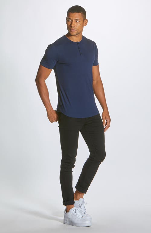 Cuts Ao Curved Hem Short Sleeve Henley In Blue