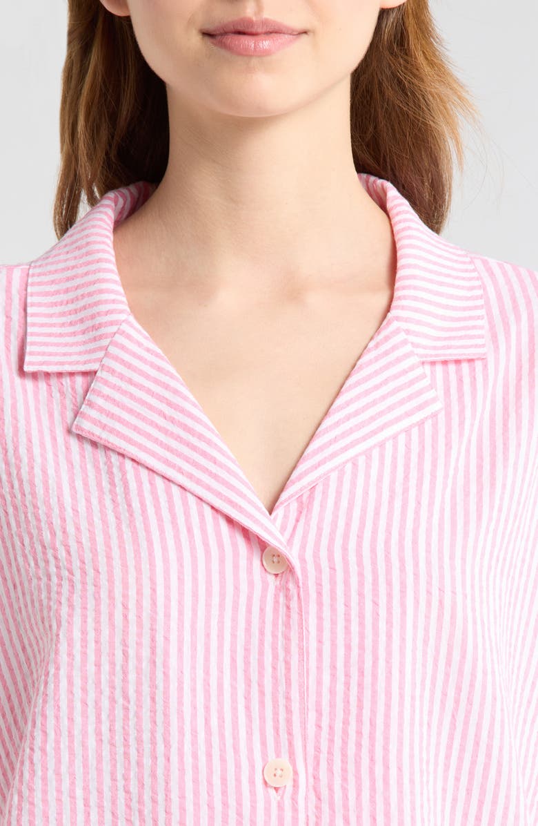Papinelle Sabine Stripe Seersucker Pajamas, Alternate, color, Pink Lemonade White Stripe