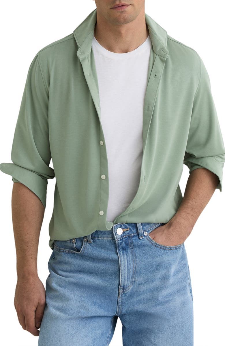 Reiss Davaro Button-Up Shirt, Alternate, color, Green