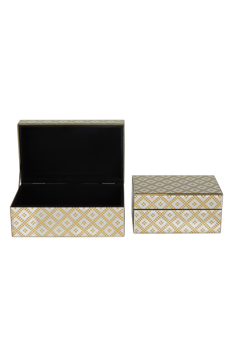 VIVIAN LUNE HOME Gold Glass Geometric Box with Glass Sides - Set of 2, Alternate, color,