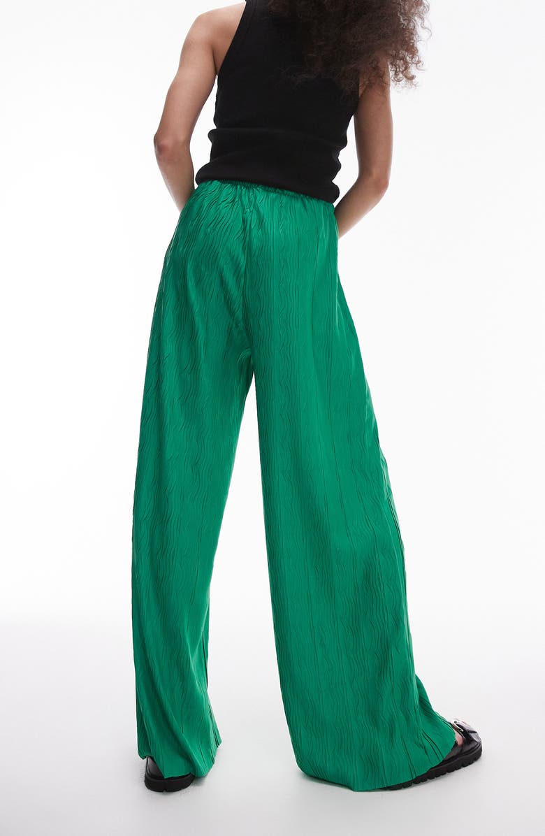 Topshop Plissé Pull-On Wide Leg Pants, Alternate, color, 