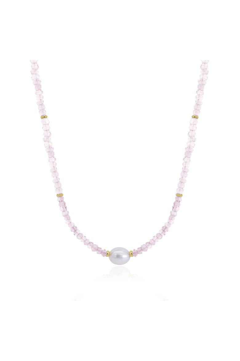 Rose Quartz Bead Pearl Necklace, Main, color, Pink
