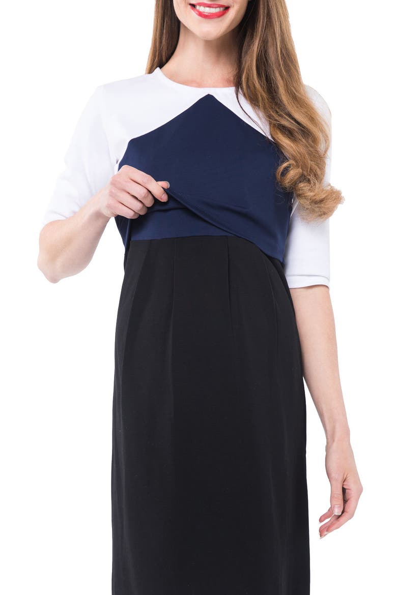 Valentina Ponté Knit Maternity/Nursing Dress, Alternate, color, COLOR BLOCK