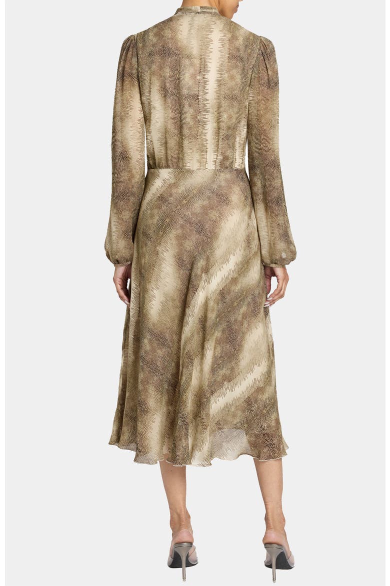Jenn Printed Tie Neck Midi Dress, Alternate, color, SAHARA