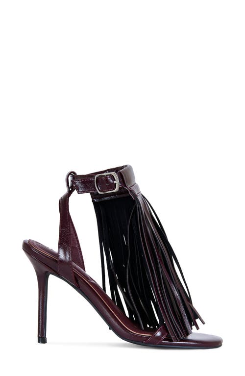 Azalea Wang Antique Fringe Stiletto Sandal In Burgundy