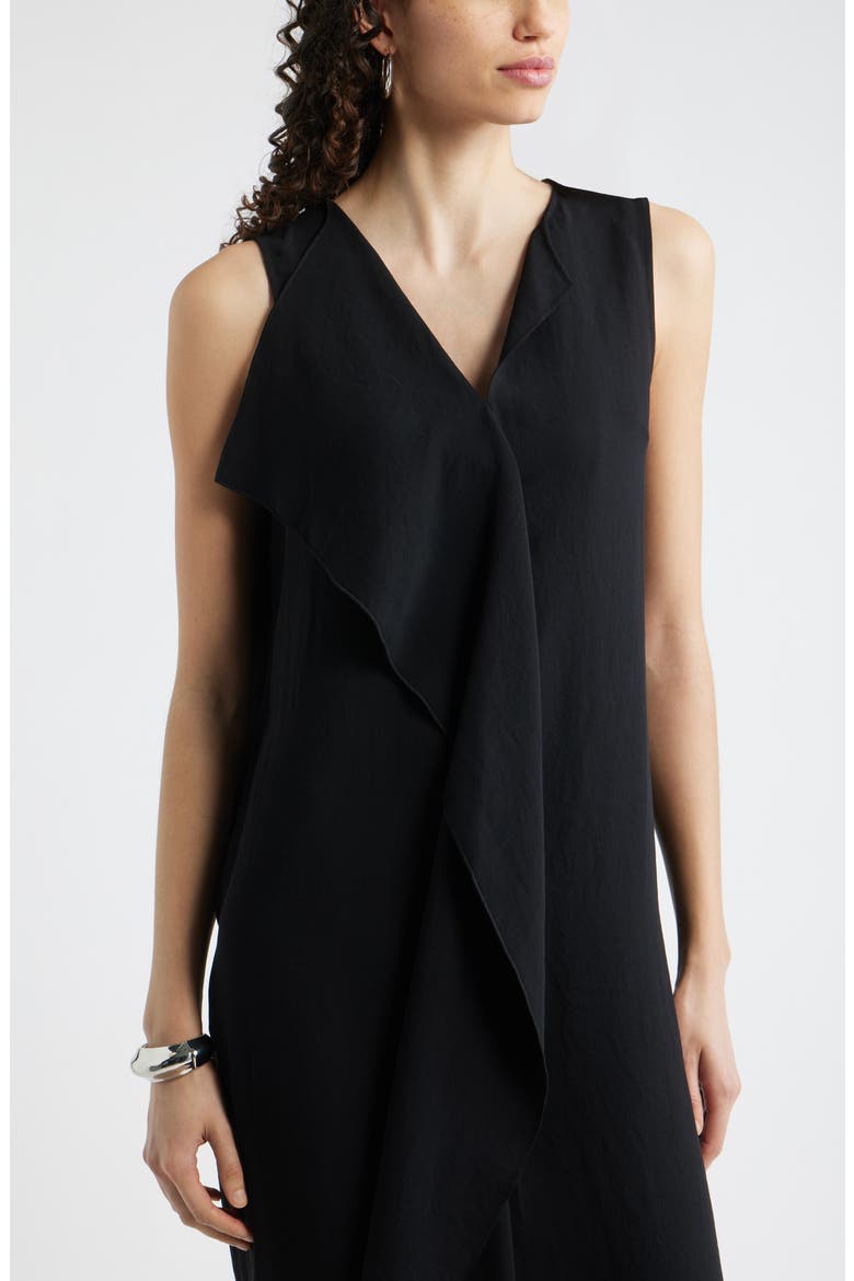 Ruffle Front Sleeveless Dress, Alternate, color, BLACK