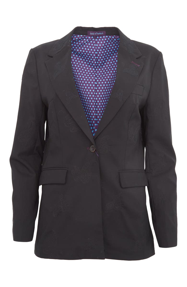 Lords of Harlech Julia Stretch Wool Tailored Blazer, Main, color, Black