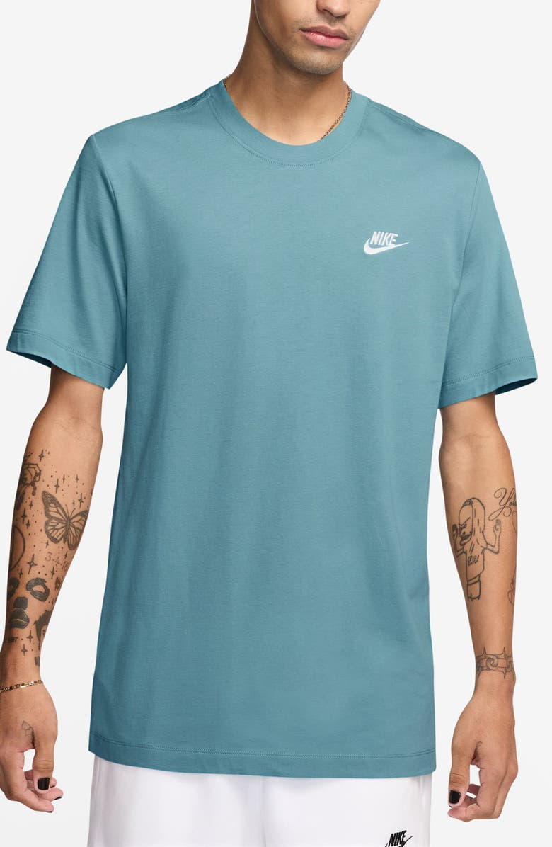 Nike Sportswear Club Crew Neck T-Shirt, Main, color, Denim Turquoise