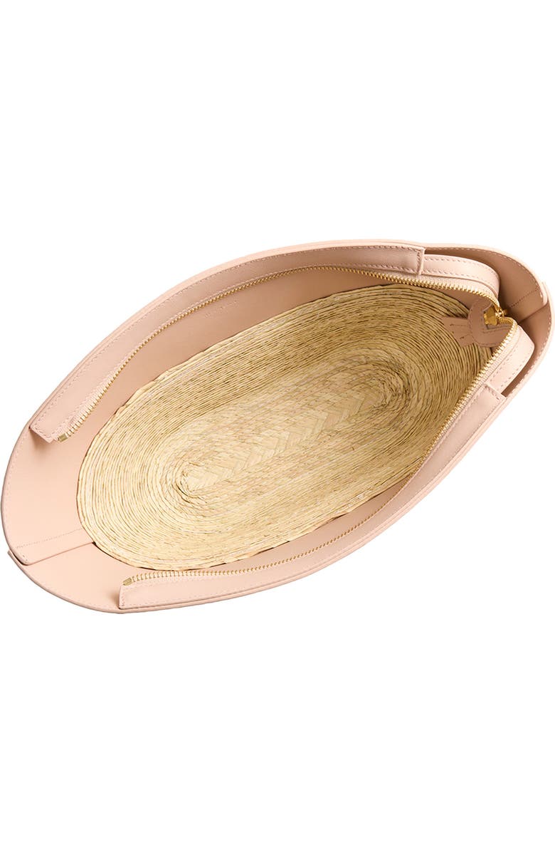 Altuzarra Leather & Straw Basket Clutch, Alternate, color, Pale Blush