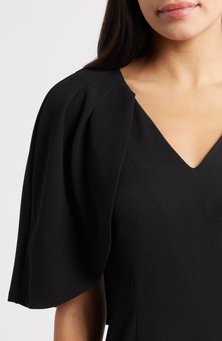 Connected Apparel Cape Sleeve Gown, Alternate, color, Black