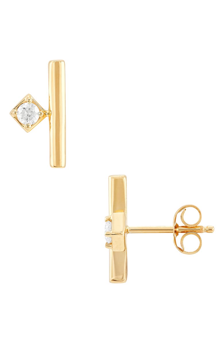 Frankie & Zoe 10K Yellow Gold Diamond Bar Stud Earrings, Alternate, color, Yellow Gold