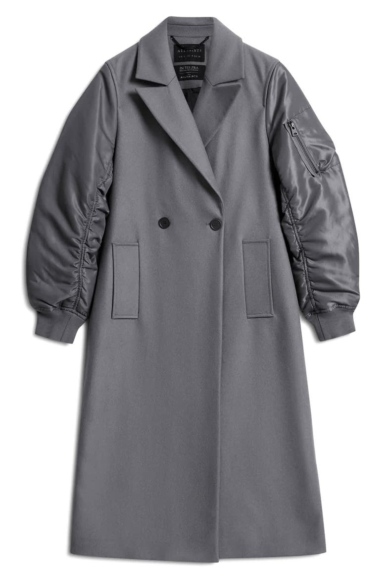 Paulah Mixed Media Wool Blend Coat, Alternate, color, EIFFEL GREY