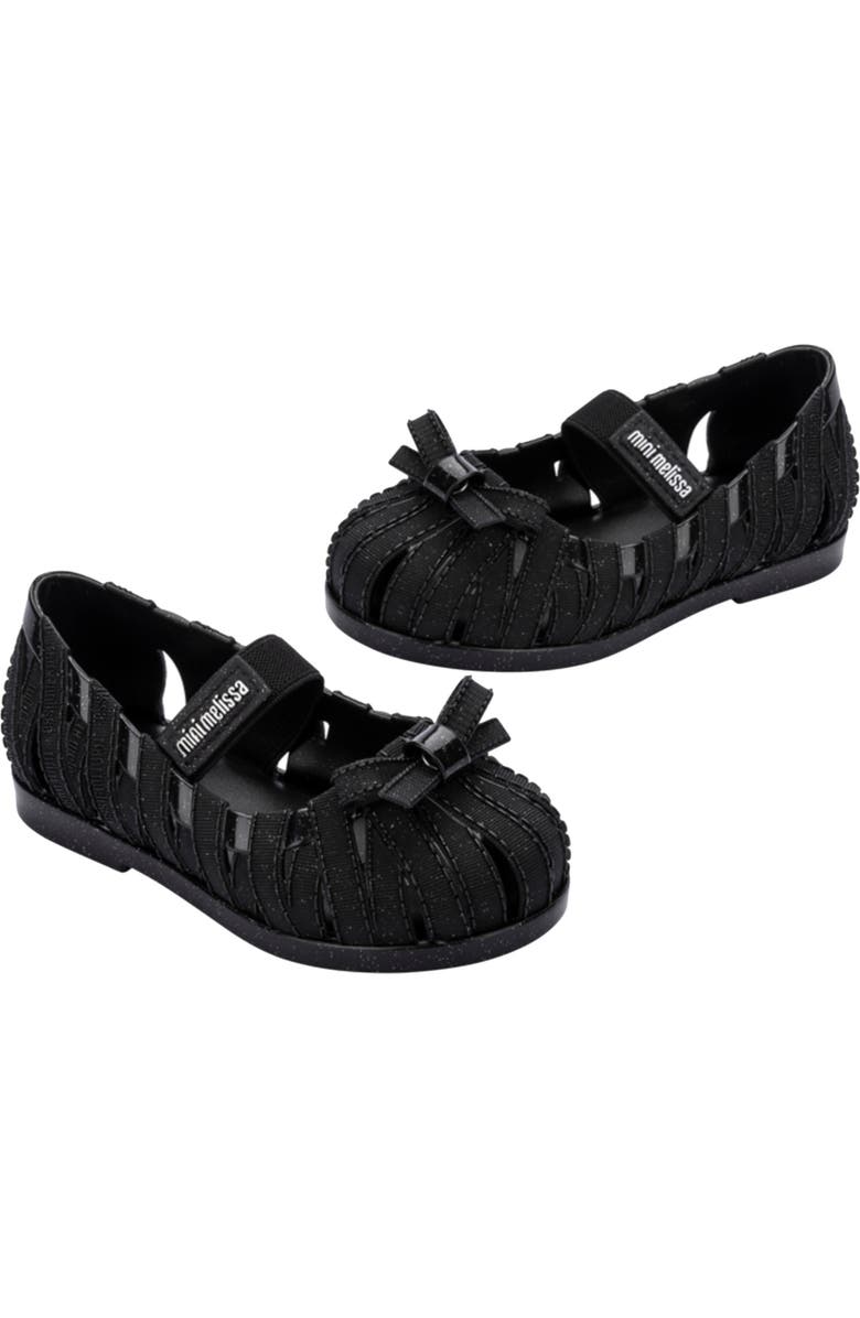 Mini Melissa M Lover Ballerina Flat, Alternate, color, Glitter Black