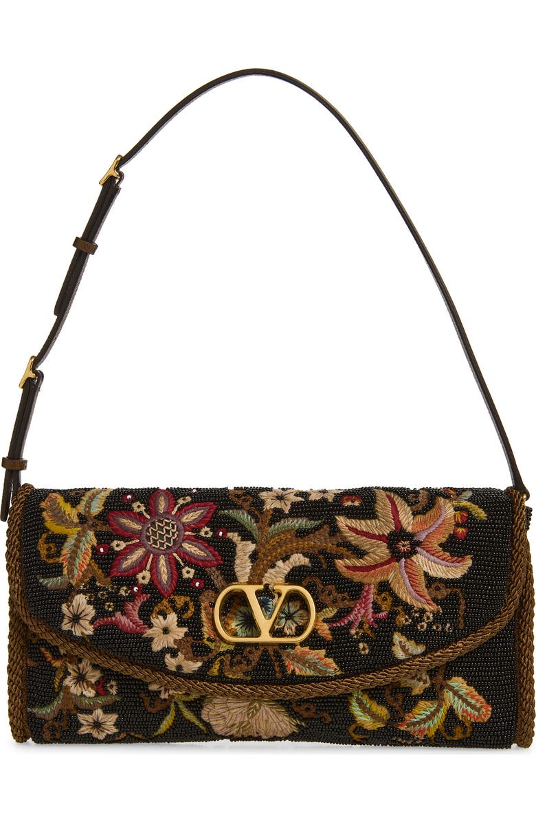 Valentino Garavani Vain Soft Embroidered Top Handle Bag, Main, color, Multi Brown
