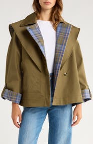 Damson Madder Jerry Reversible Crop Organic Cotton Trench Coat