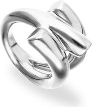 UNODE50 Sterling Silver Plated Ring In Triple Tube Shape
