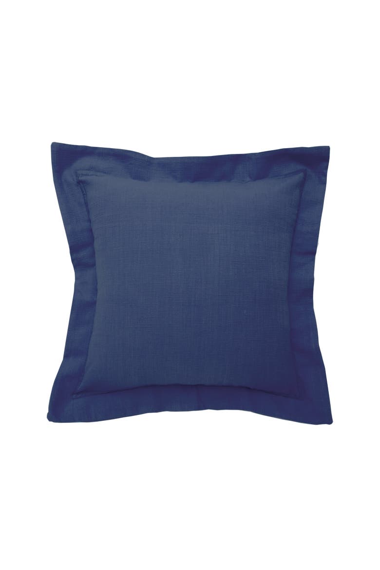 Navy Flange 100% Cotton Accent Throw Pillow 18" x 18", Main, color, Blue