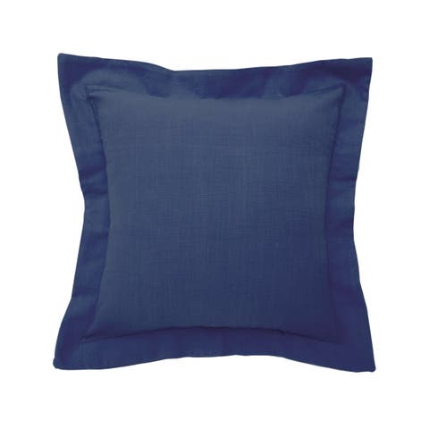 Navy Flange 100% Cotton Accent Throw Pillow 18" x 18"