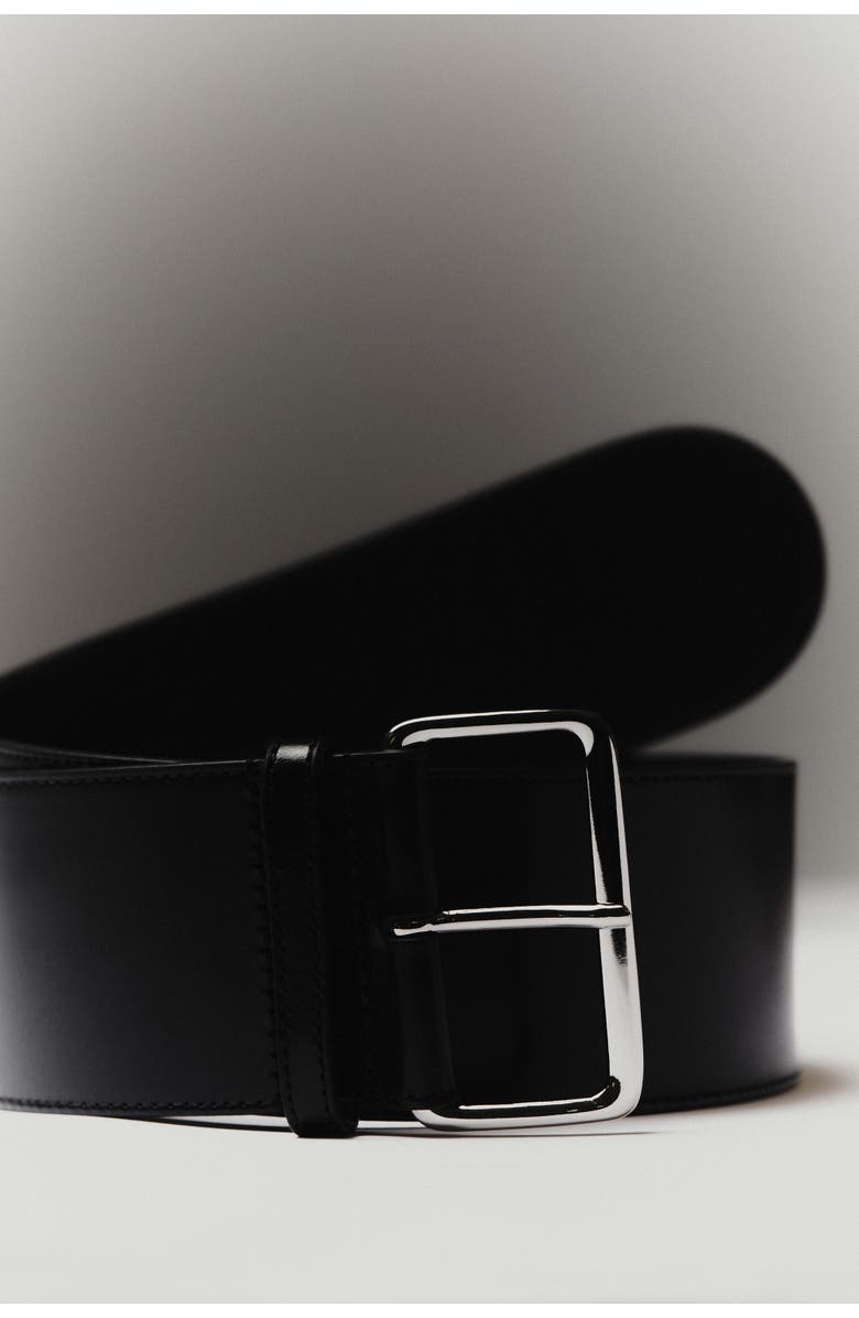 COS Wide Leather Belt, Alternate, color, Black