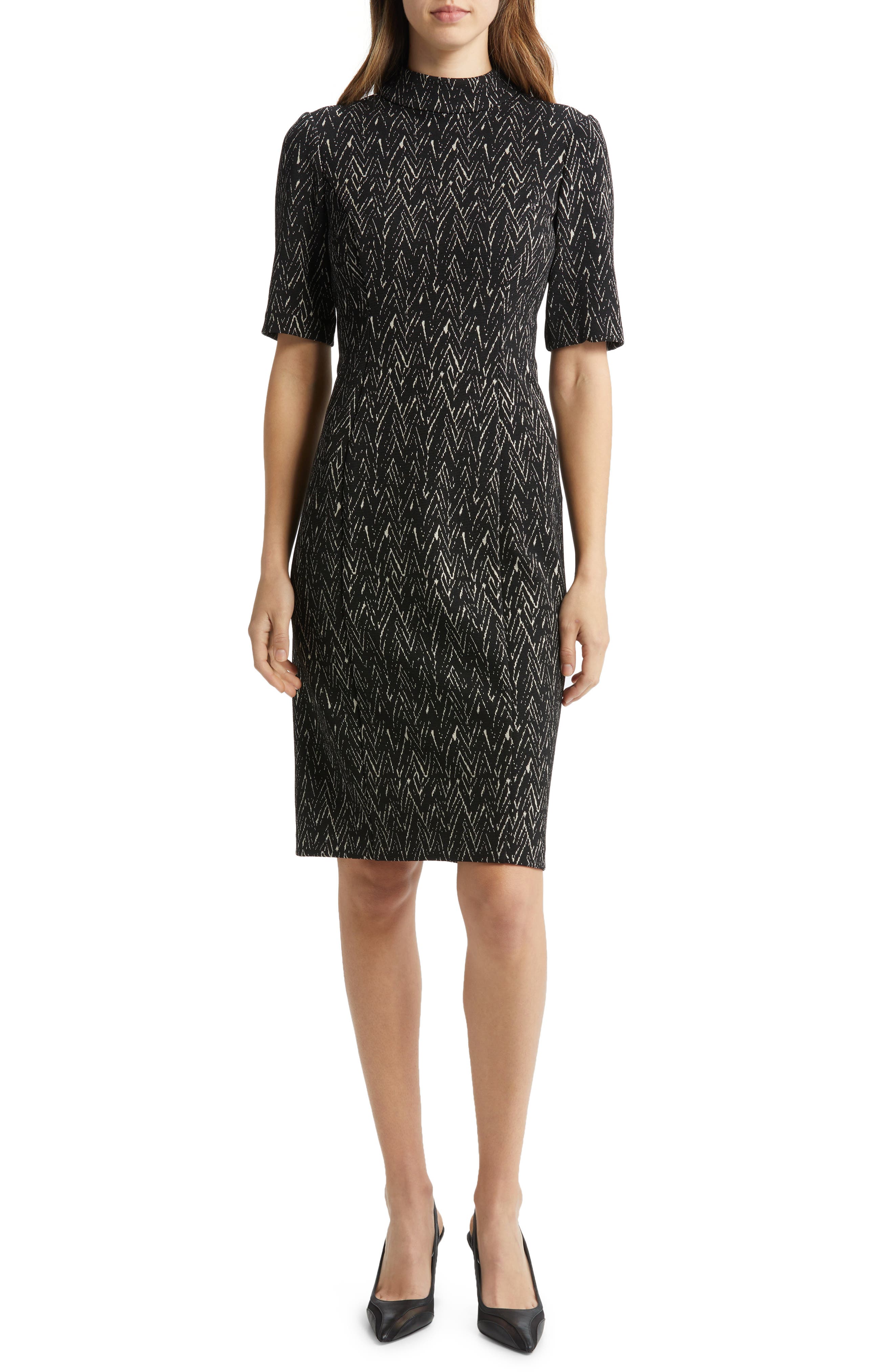 Eliza J Abstract Herringbone Print Sheath Dress