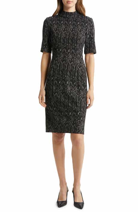 Eliza J Abstract Herringbone Print Sheath Dress