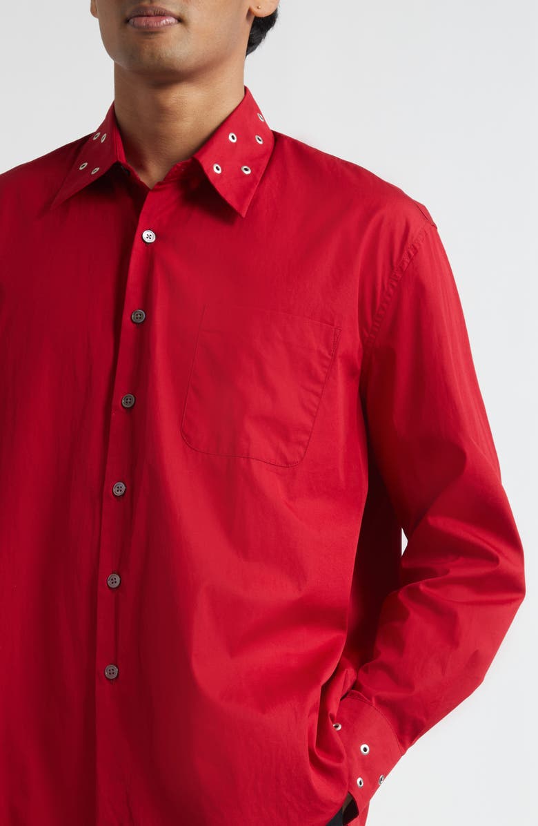 OUR LEGACY Above Grommet Detail Cotton Poplin Button-Up Shirt, Alternate, color,