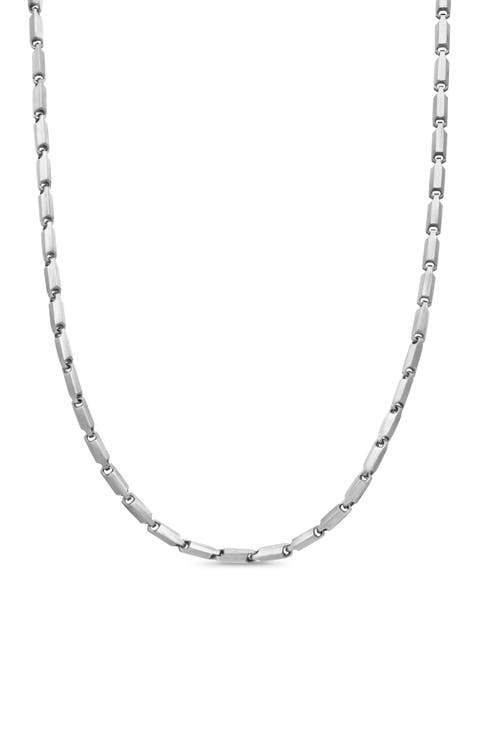 Men's Faceted Link Necklace in Sterling Silver, 3mm