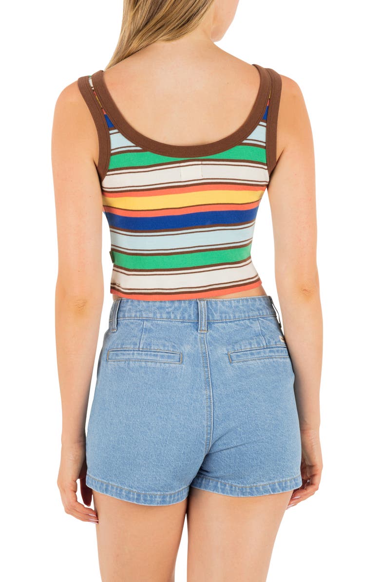 Hurley Haze Stripe Crop Tank, Alternate, color, Chocolate