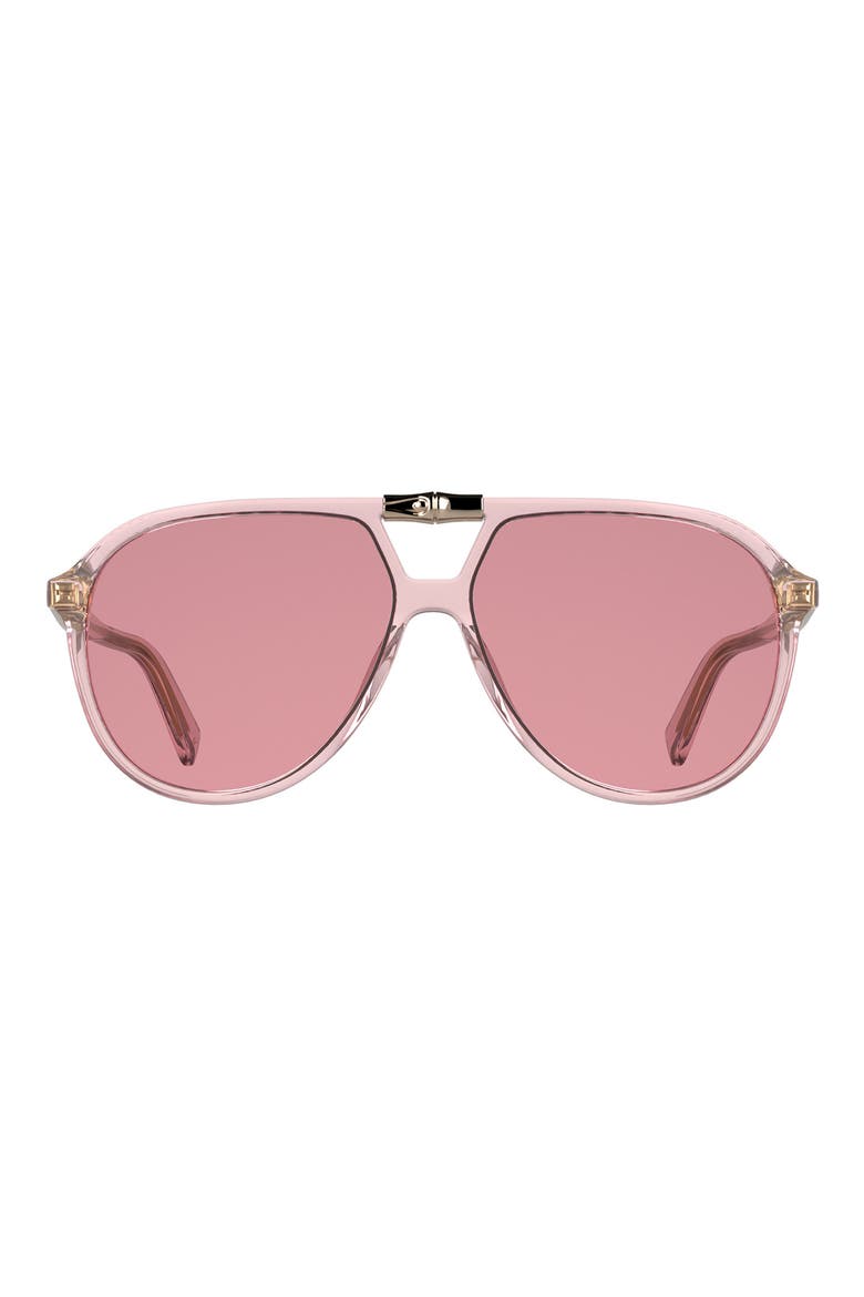 Roseau 58mm Aviator Sunglasses, Main, color, TRANSPARENT PINK
