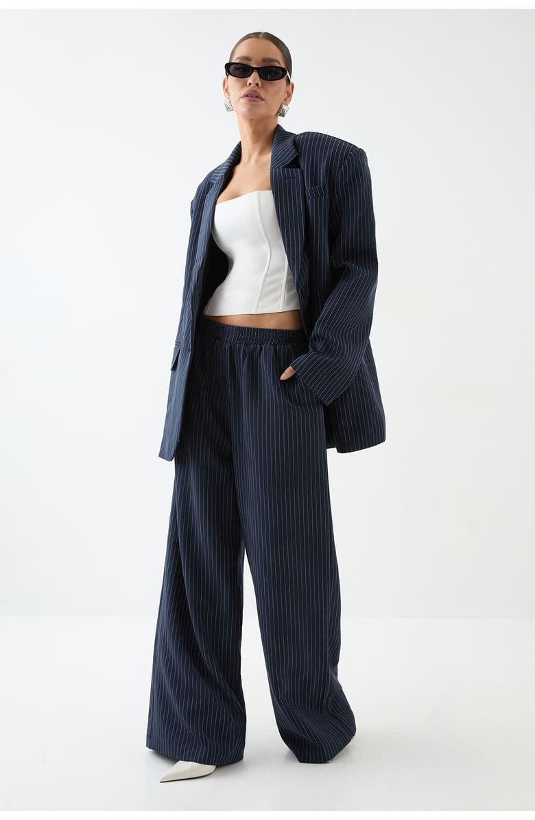 MissPap Premium Pinstripe Oversized Blazer, Alternate, color, Navy