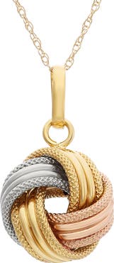 FZN 10K Gold Twisted Knot Pendant Necklace