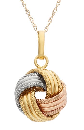 Fzn 10k Gold Twisted Knot Pendant Necklace In Multi