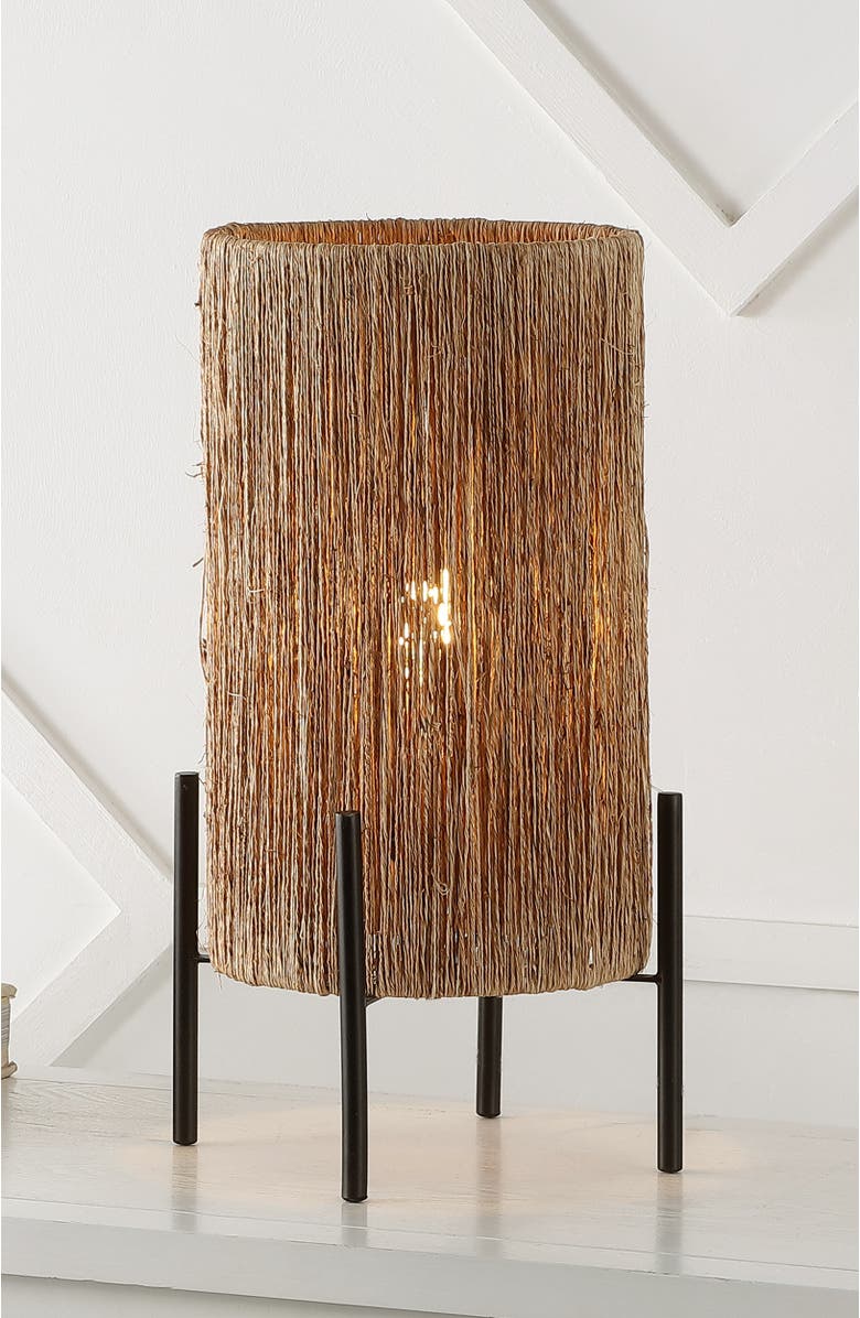 JONATHAN Y Kai 16.5" Coastal Minimalist Rattan LED Table Lamp, Brown, Alternate, color, Light Brown