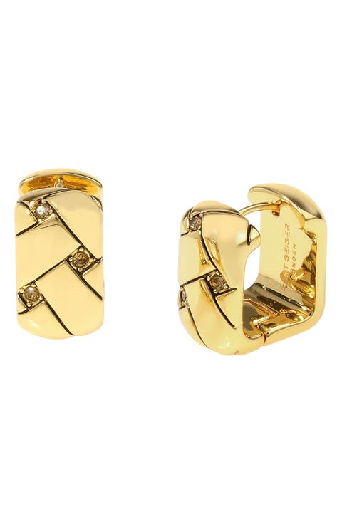 Quilted Chain Huggie Hoop Earrings