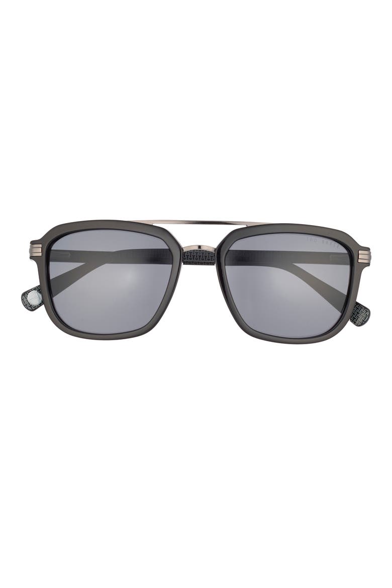 54mm Polarized Square Sunglasses, Main, color, BLACK