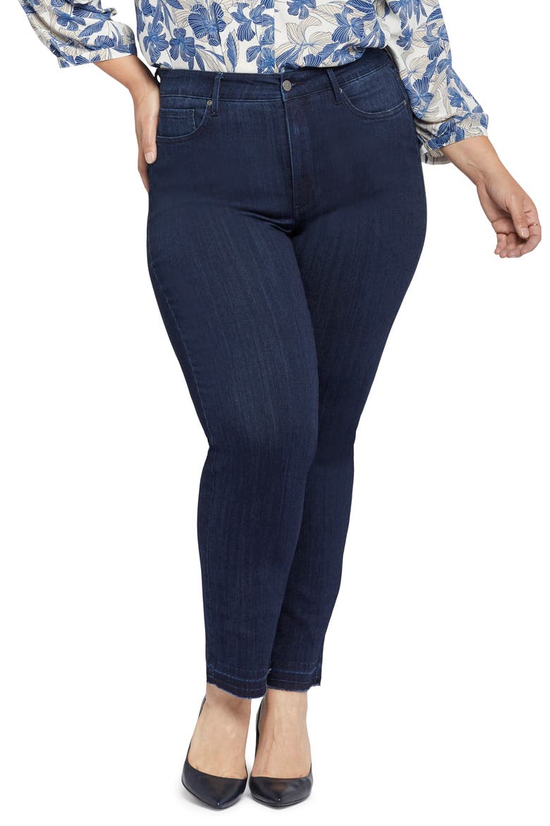 The High Waist Release Hem Straight Leg Jeans, Main, color, HIGHWAY