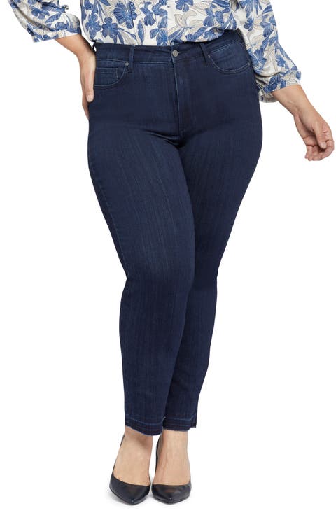 The High Waist Release Hem Straight Leg Jeans (Plus Size)