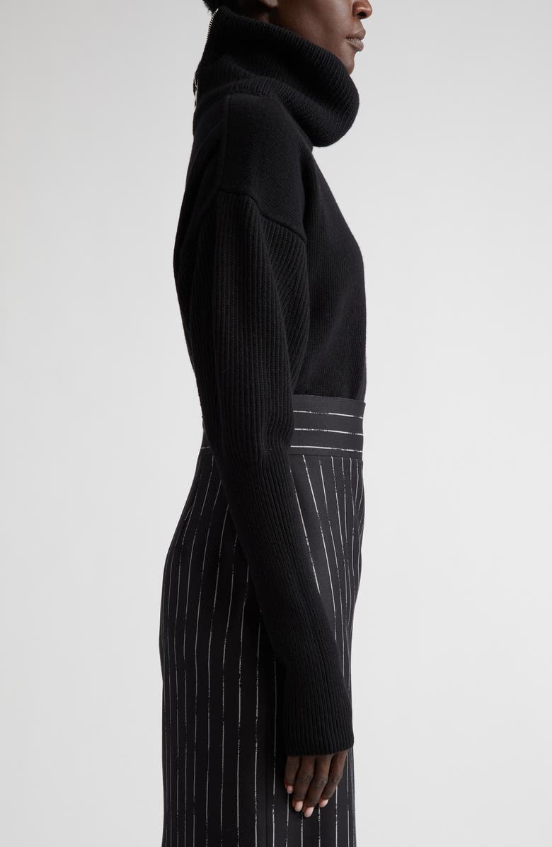 McQueen Juliet Sleeve Crop Wool & Cashmere Turtleneck Sweater, Alternate, color,