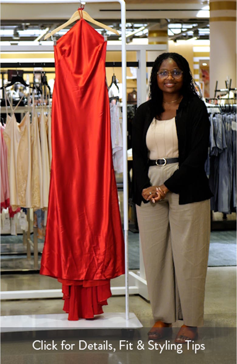 Tarnacre Halter Satin Gown, sales video thumbnail