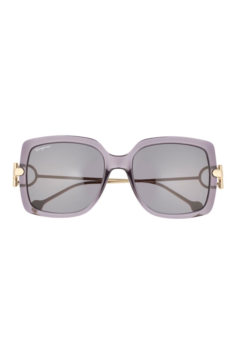 Salvatore Ferragamo Gancio 55mm Square Sunglasses, Main, color, GREY
