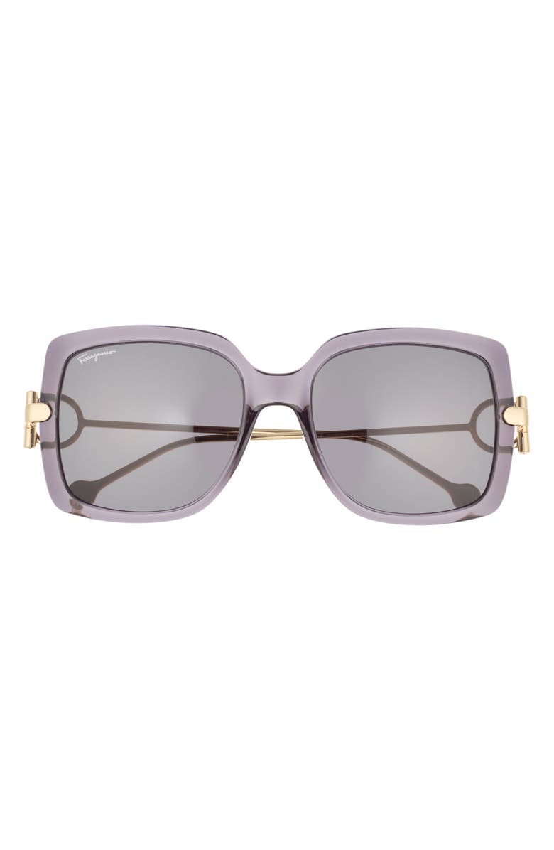 FERRAGAMO Salvatore Ferragamo Gancio 55mm Square Sunglasses, Main, color, Grey