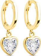 Sterling Forever Lizzy Heart Drop Hoop Earrings