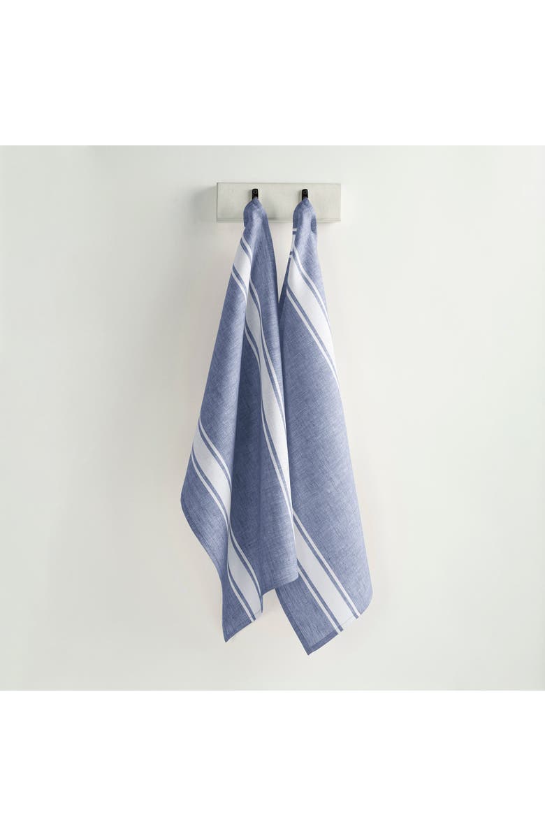 Solino Home Linen Kitchen Towels - Country Stripe, Main, color, Blue