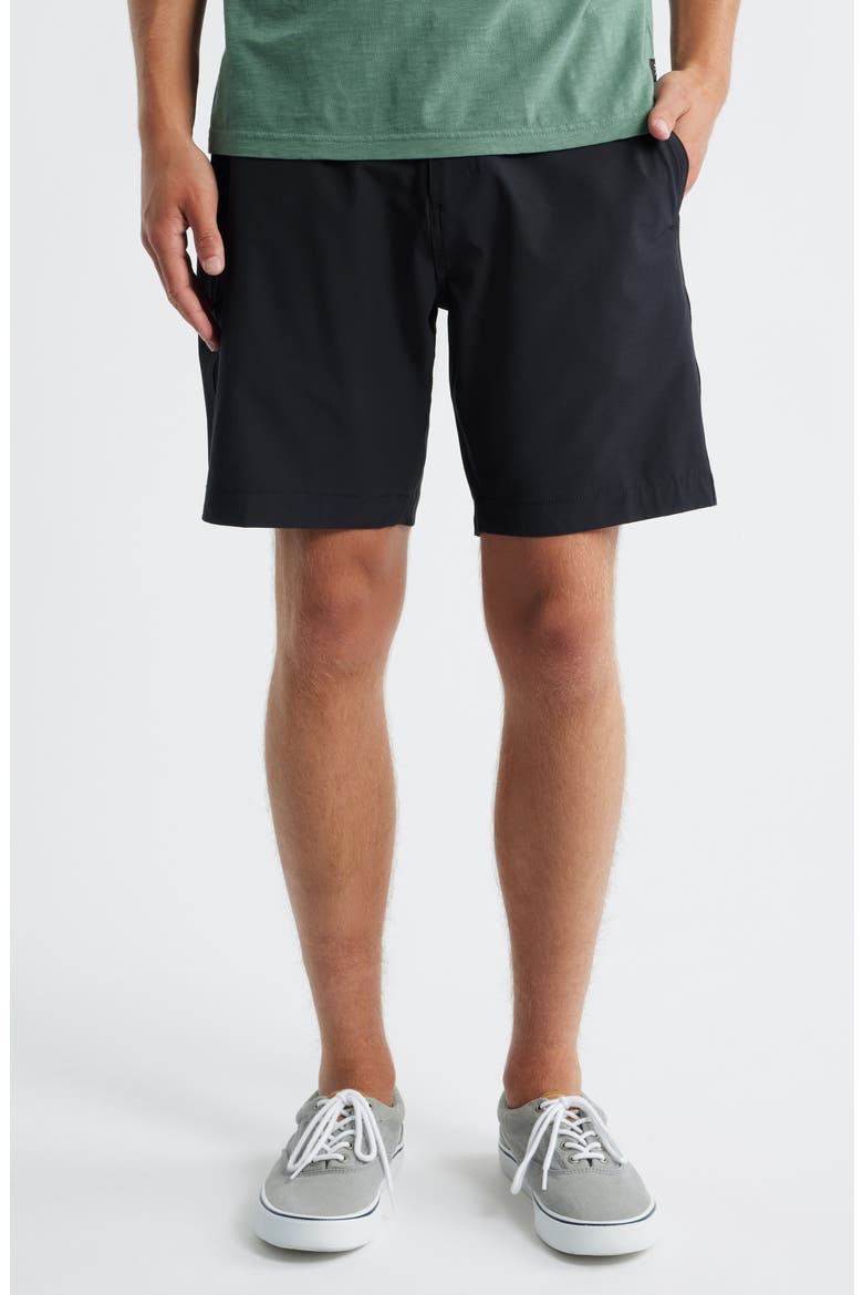 Hytide Flat Front Hybrid Performance Shorts, Main, color, BLACK