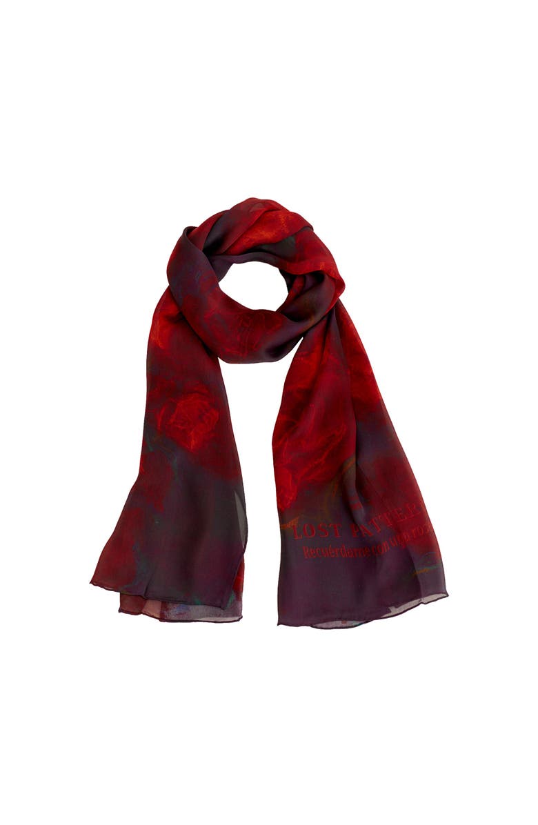 Lost Pattern La Rosa Silk Shawl, Main, color, Red