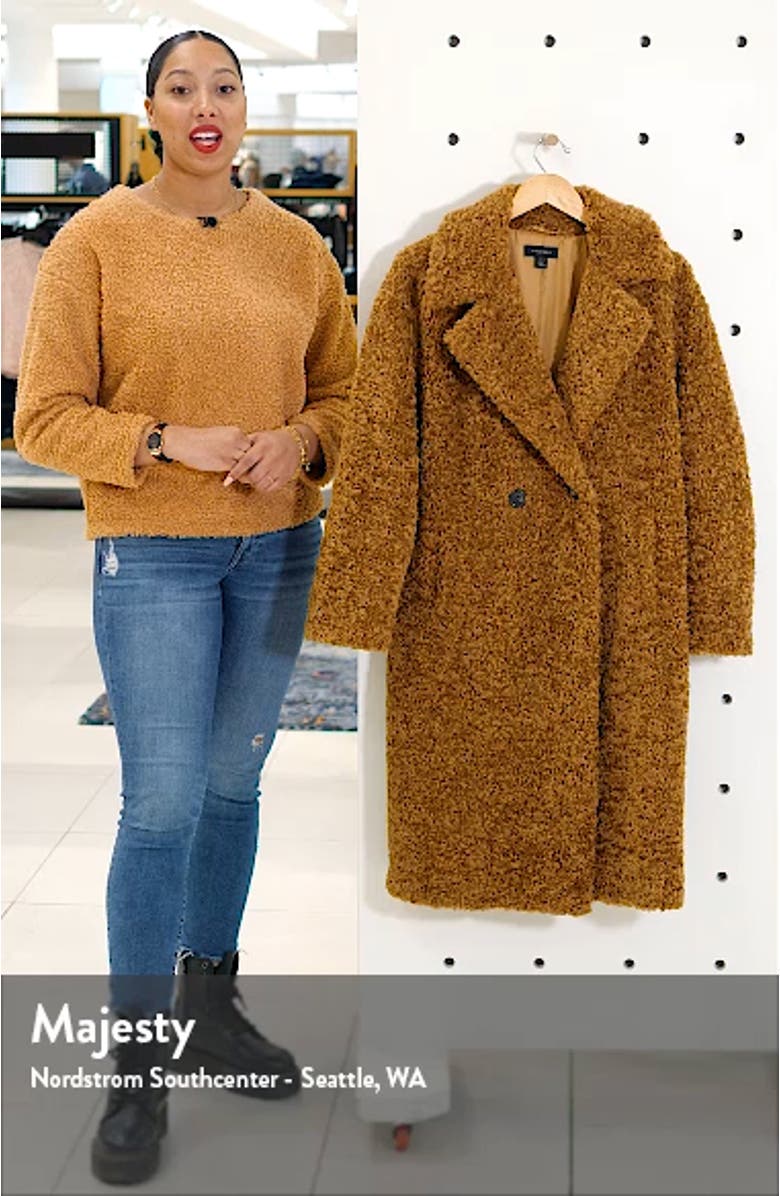 Double Breasted Faux Fur Teddy Coat, sales video thumbnail