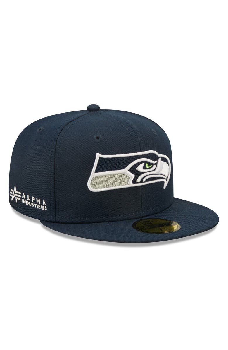 New Era x Alpha Industries Men's New Era x Alpha Industries College Navy Seattle Seahawks Alpha 59FIFTY Fitted Hat, Main, color,