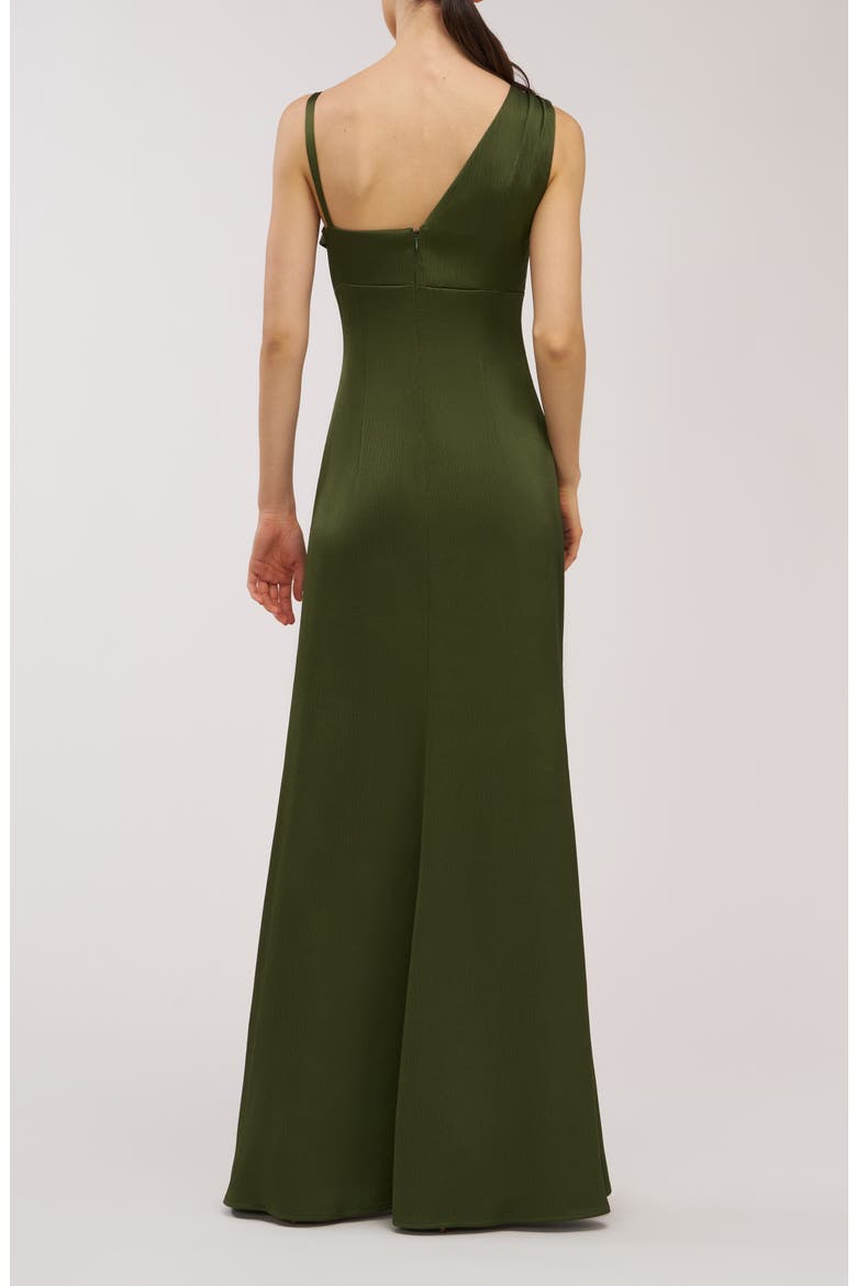 Pia Asymmetric Sleeveless Gown, Alternate, color, PESTO