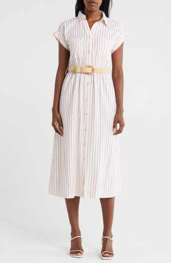 ZOE AND CLAIRE Striped Belted Shirtdress